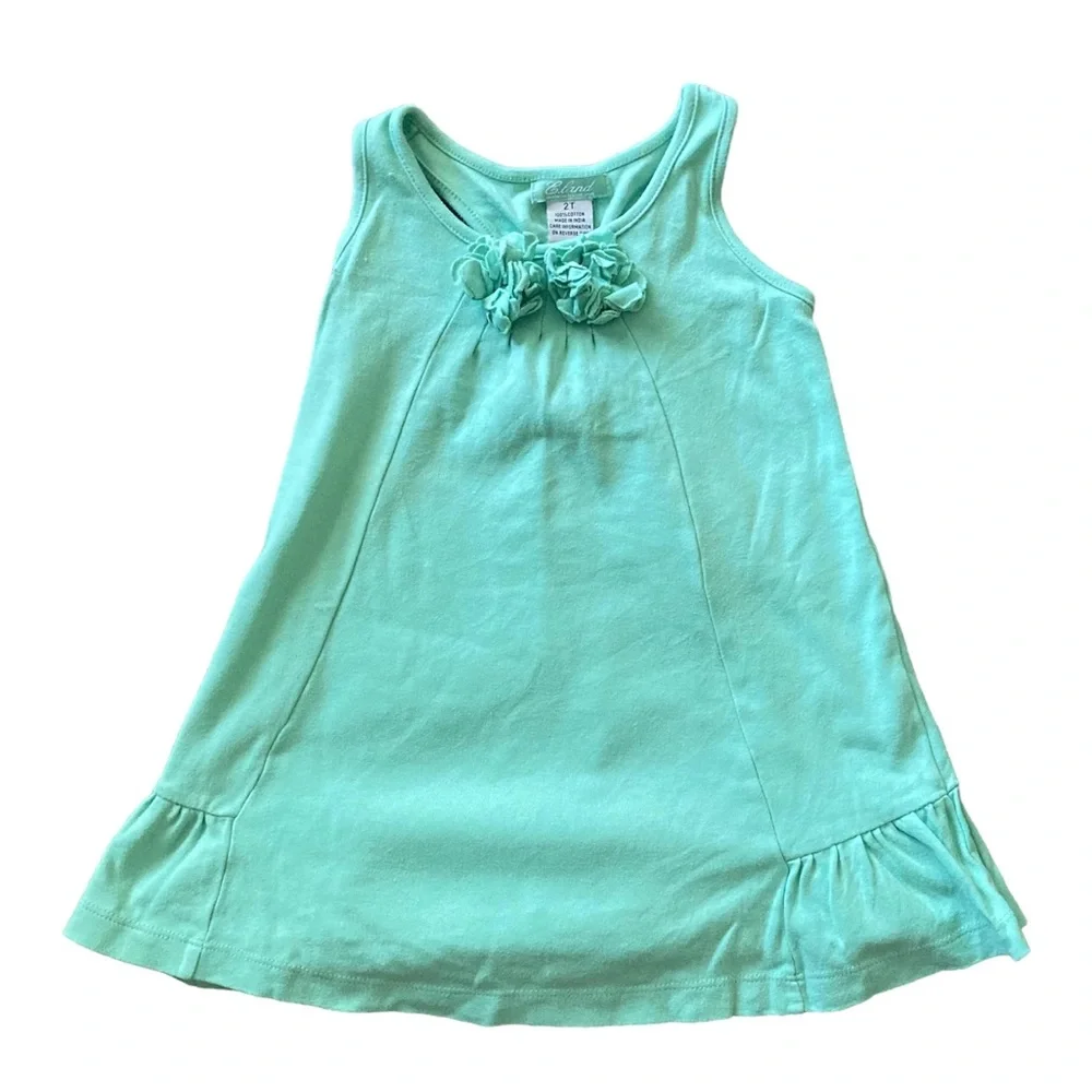 E-Land‎ green cotton Lauren sleeveless dress, size 2T